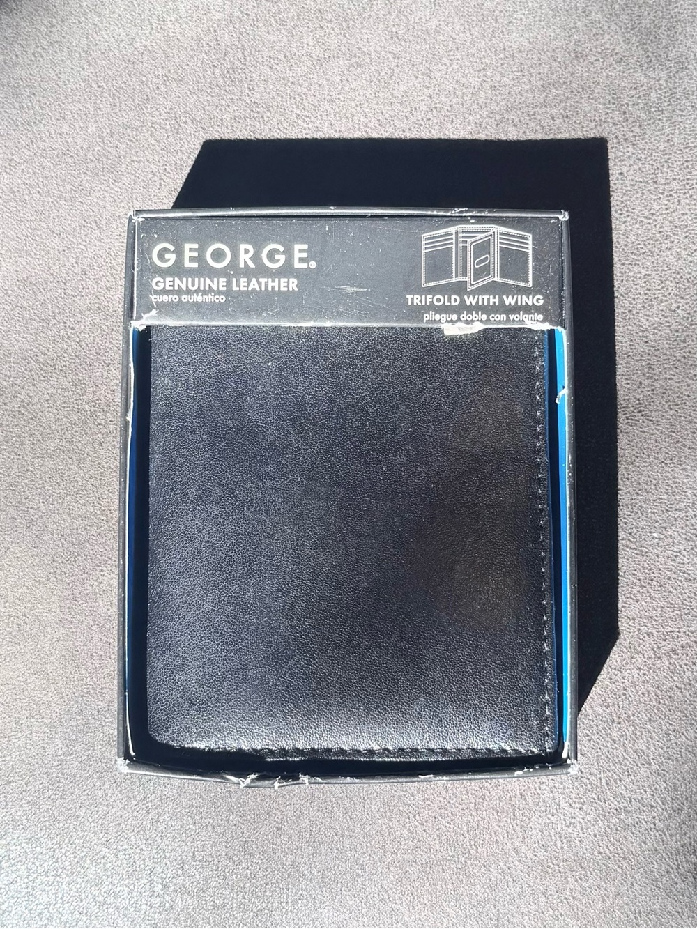 George Black Genuine Leather Trifold Wallet
